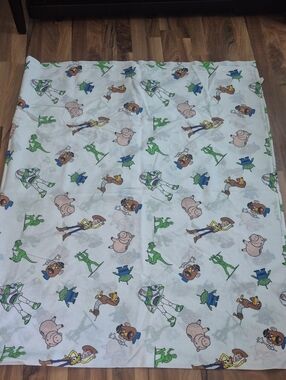 Vintage Disney Pixar Toy Story Double Full Flat Sheet Buzz Woody Rex Hamm